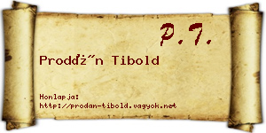 Prodán Tibold névjegykártya